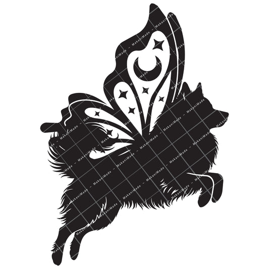 Leaping Butterfly Icelandic Sheepdog Decal