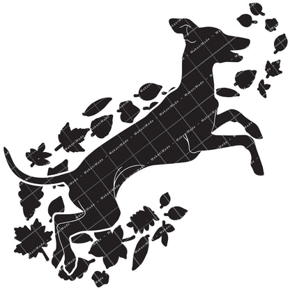 Fall Leaves Italian Greyhound Decal