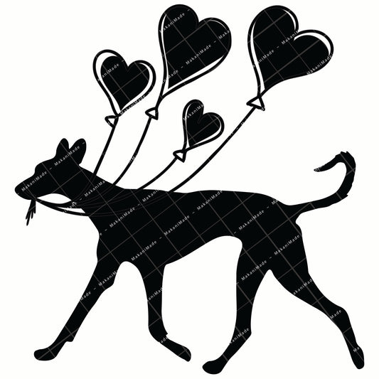 Heart Balloon Ibizan Hound (Smooth) Decal