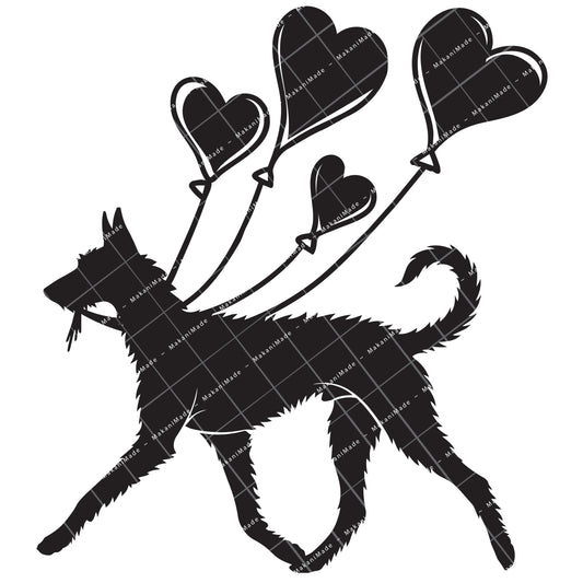 Heart Balloon Ibizan Hound (Wire) Decal