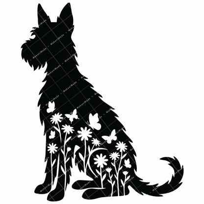 Floral Sit Ibizan Hound (Wire) Decal