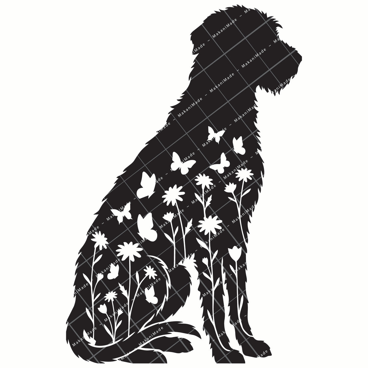 Floral Sit Wolfhound Decal