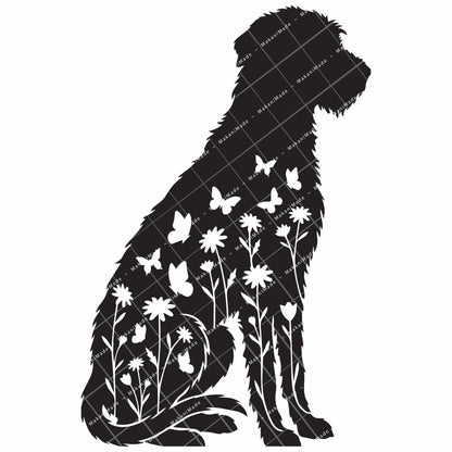 Floral Sit Wolfhound Decal