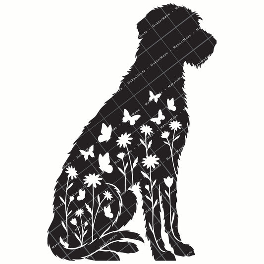 Floral Sit Wolfhound Decal