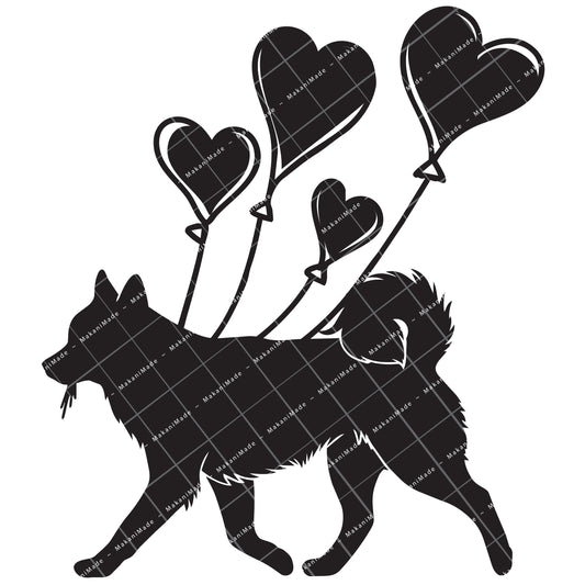 Heart Balloon Klee Kai Decal
