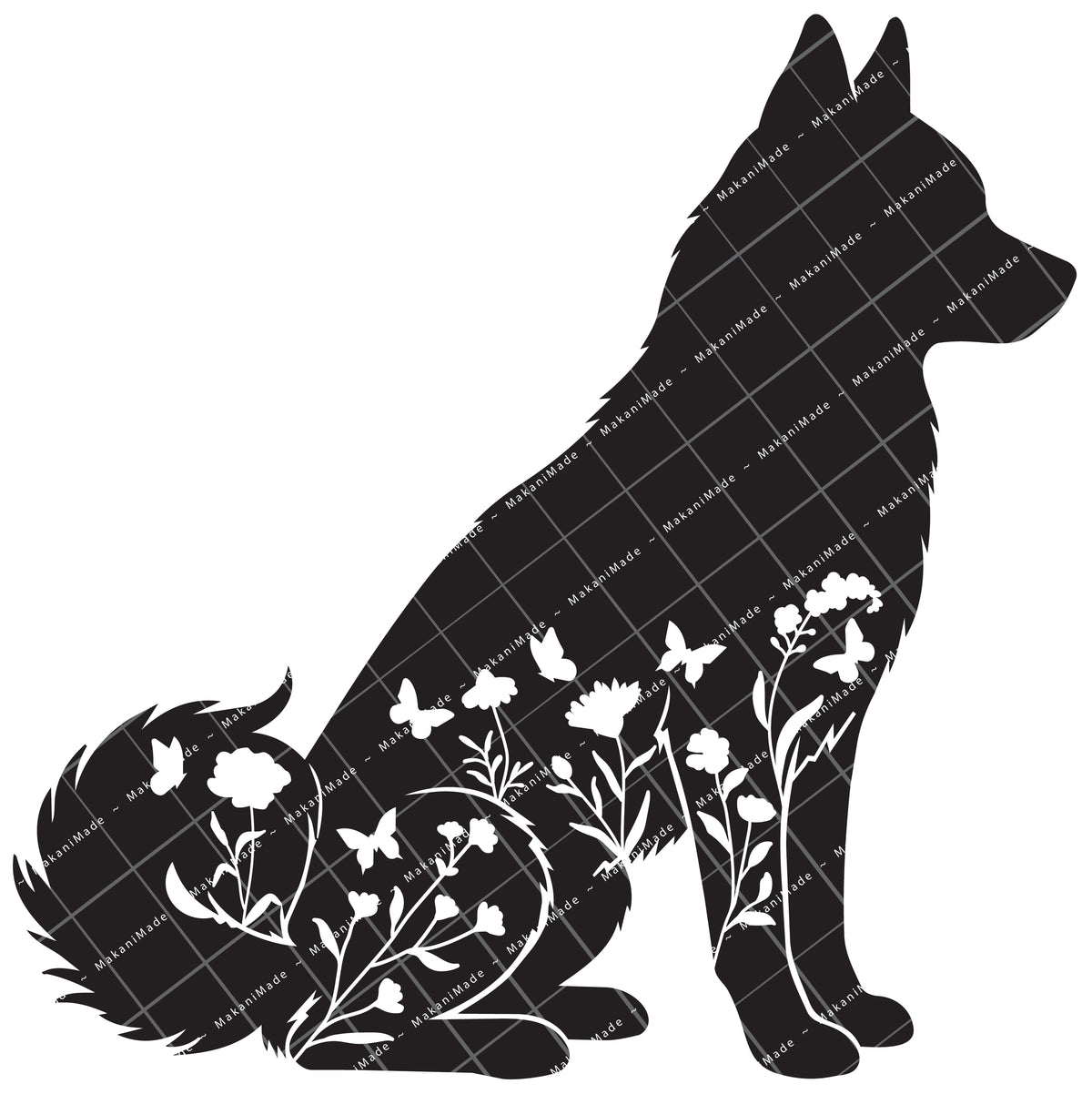 Floral Sit Klee Kai Decal