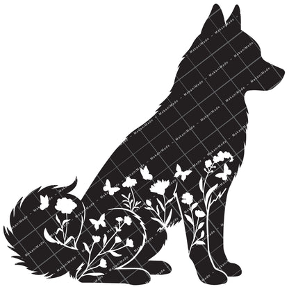Floral Sit Klee Kai Decal