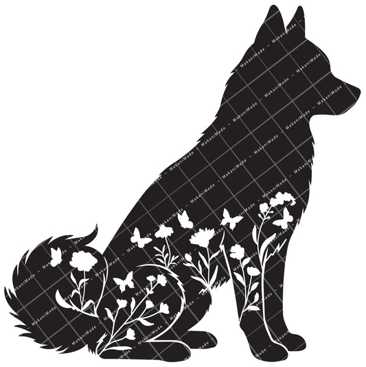 Floral Sit Klee Kai Decal