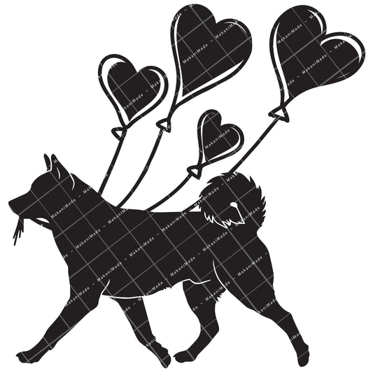 Heart Balloon Norwegian Lundehund Decal