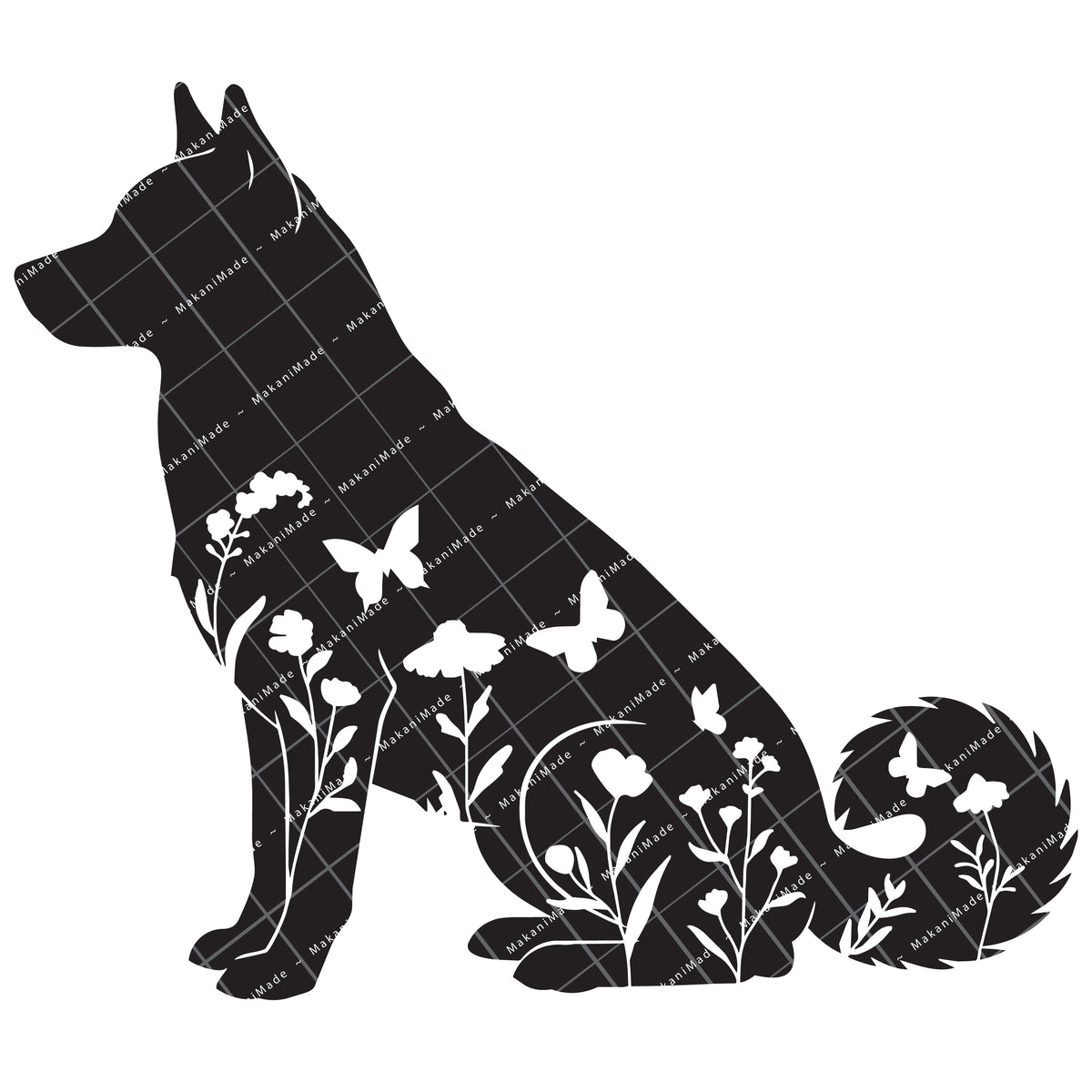 Floral Sit Norwegian Lundehund Decal