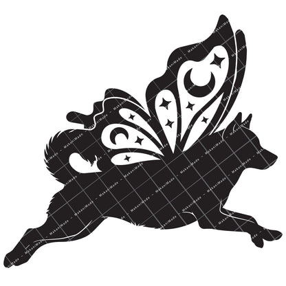 Leaping Butterfly Norwegian Lundehund Decal