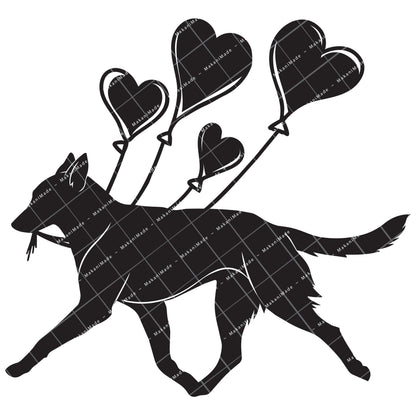 Heart Balloon Belgian Malinois Decal