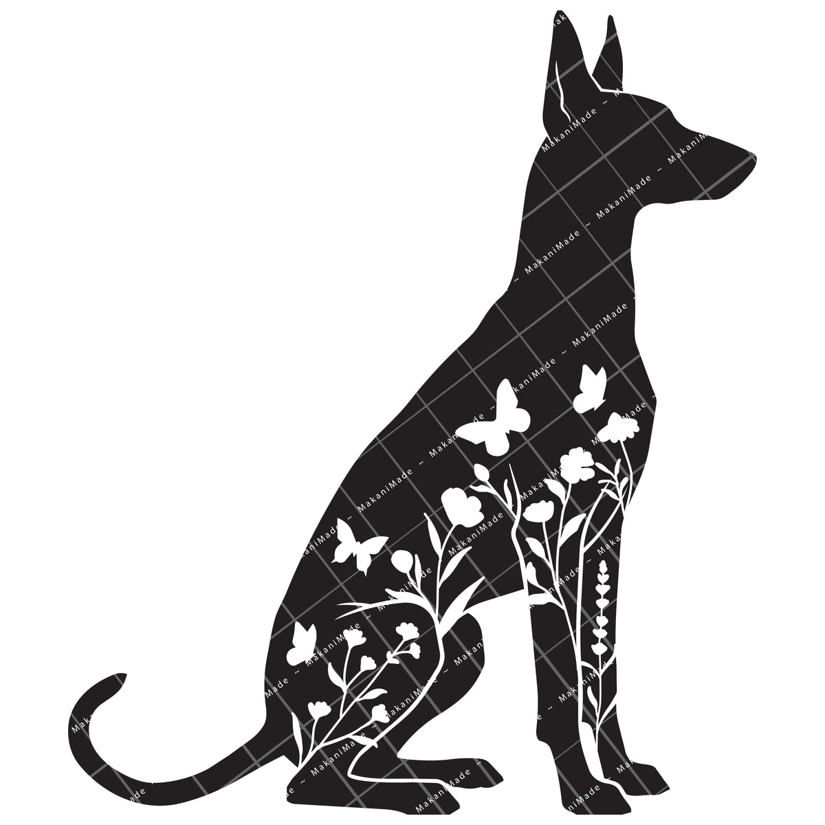 Floral Sit Pharaoh Hound Decal