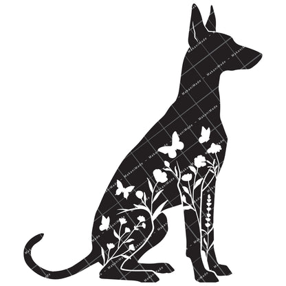 Floral Sit Pharaoh Hound Decal