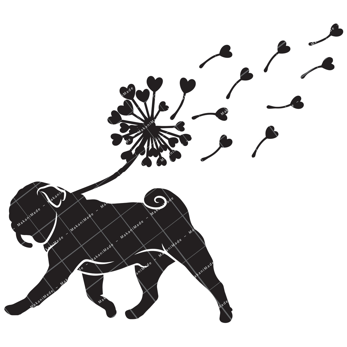 Dandelion Fluff Pug Decal