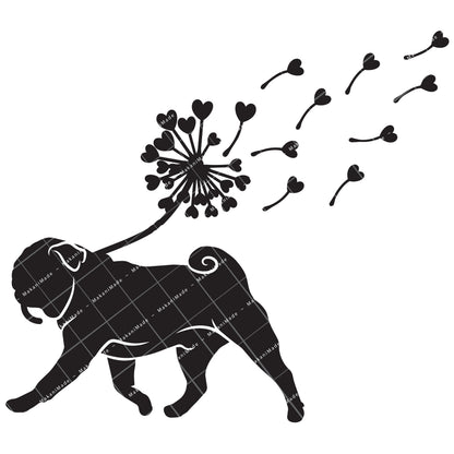 Dandelion Fluff Pug Decal