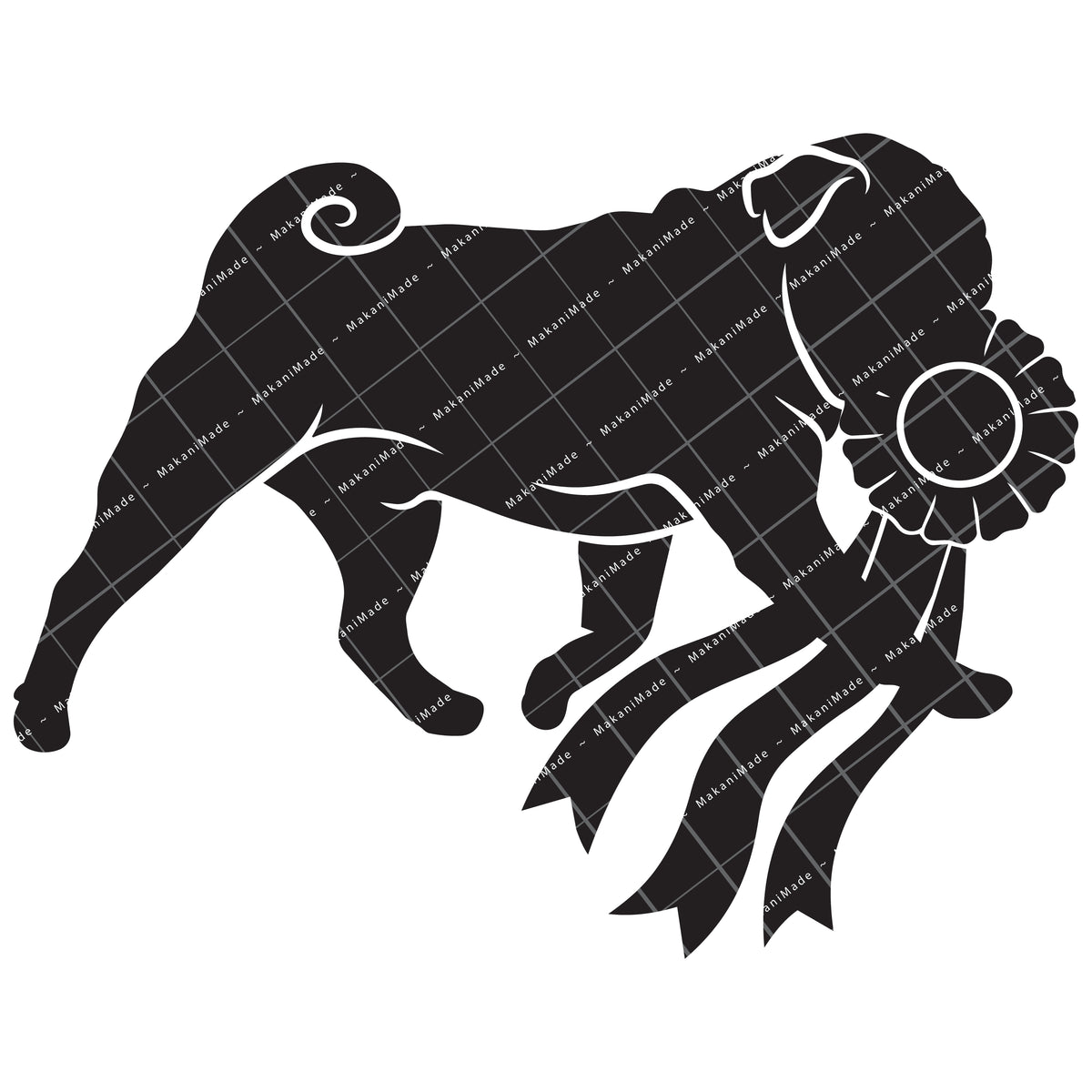 Rosette Winner Pug Decal