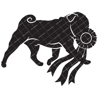 Rosette Winner Pug Decal