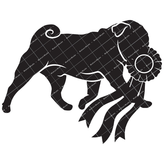 Rosette Winner Pug Decal