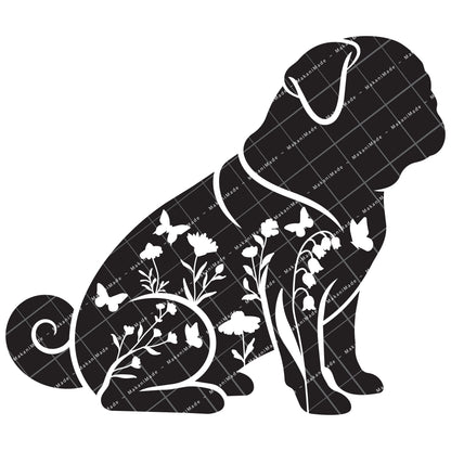 Floral Sit Pug Decal