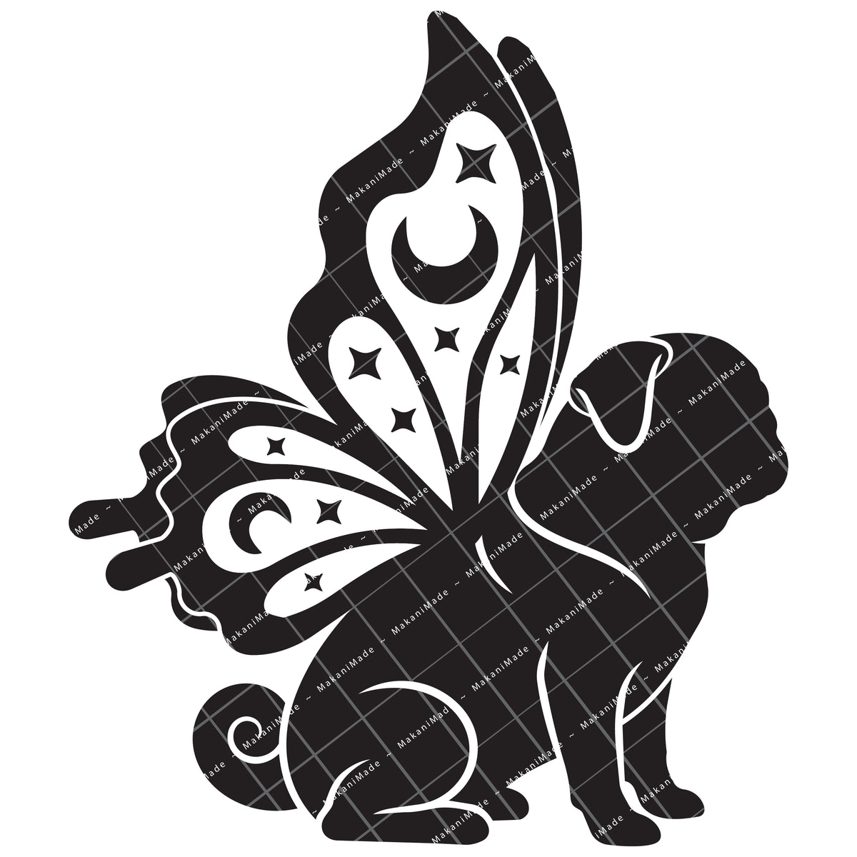 Butterfly Wing Pug Decal