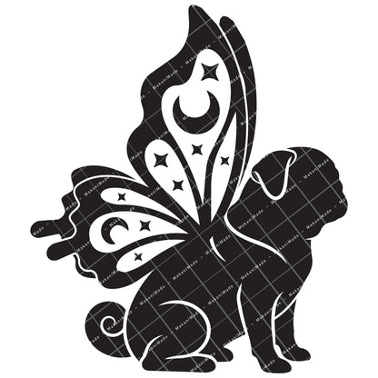 Butterfly Wing Pug Decal