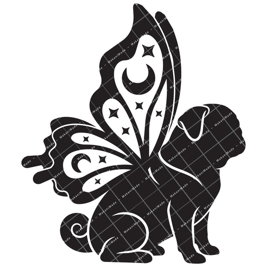 Butterfly Wing Pug Decal
