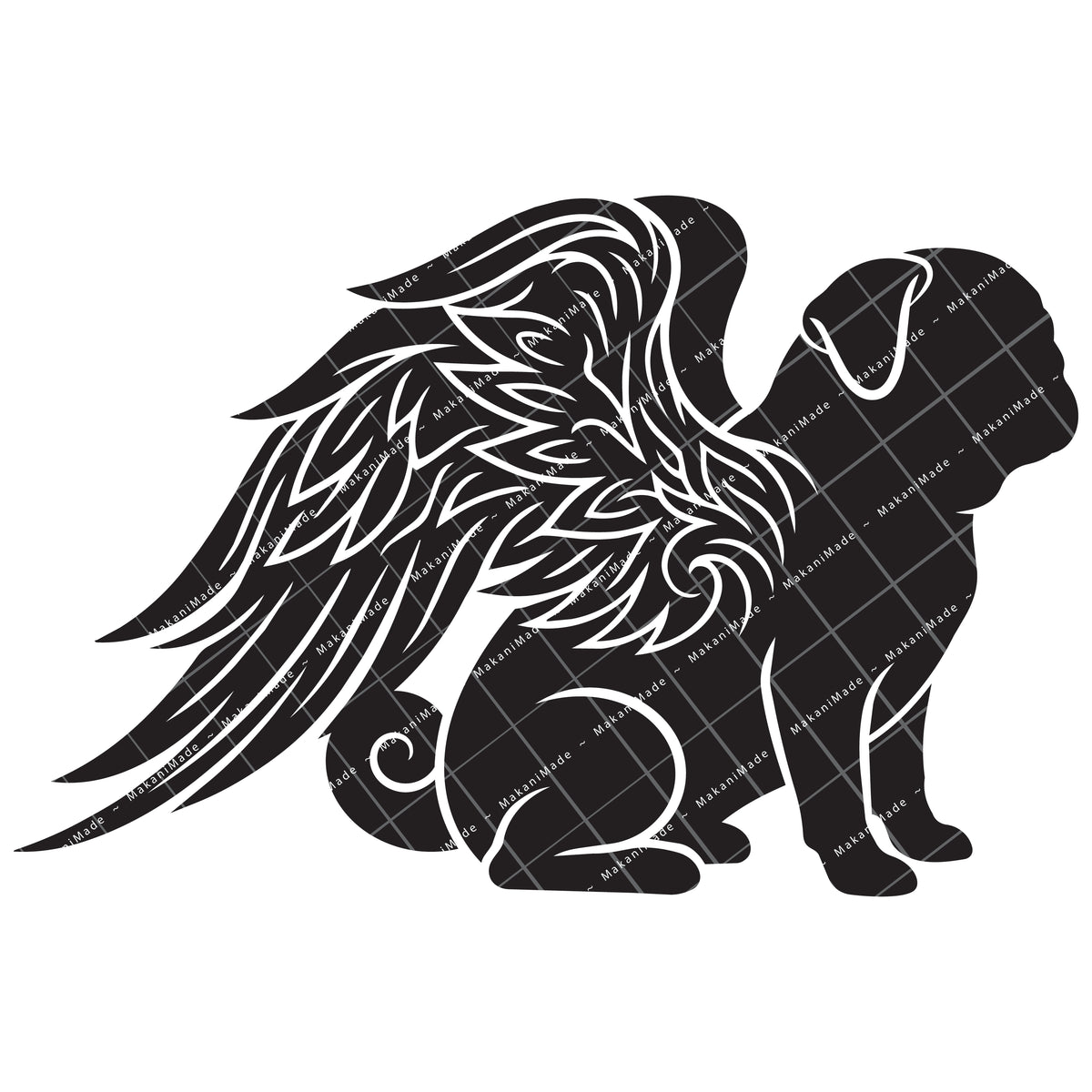 Angel Wing Pug Decal