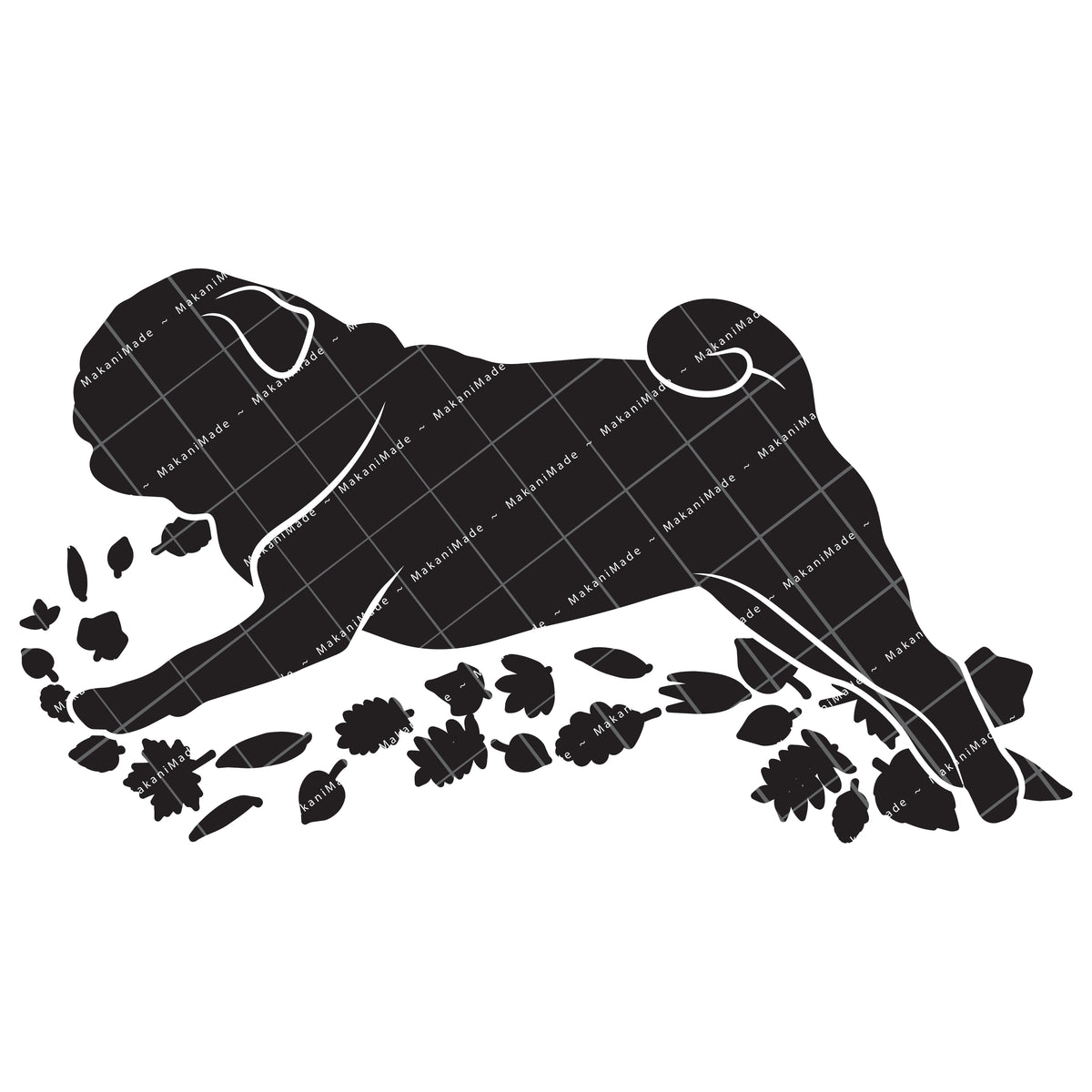 Fall Leaves Pug Decal