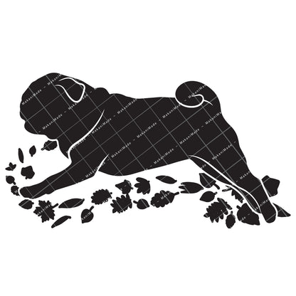 Fall Leaves Pug Decal