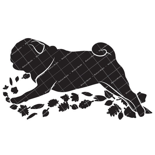 Fall Leaves Pug Decal