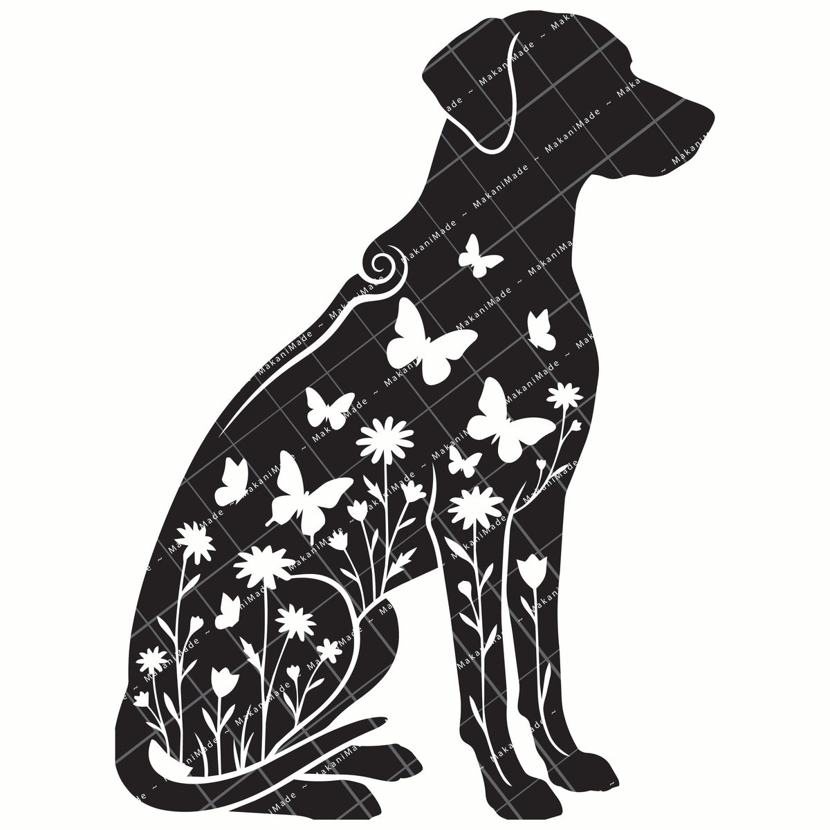 Floral Sit Rhodesian Ridgeback Decal