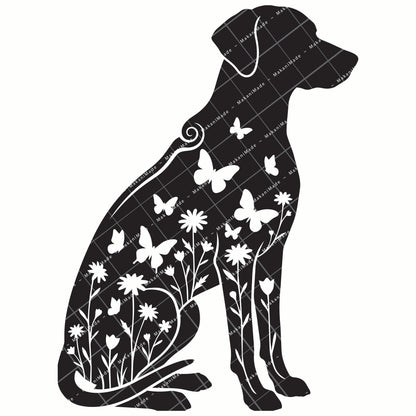 Floral Sit Rhodesian Ridgeback Decal