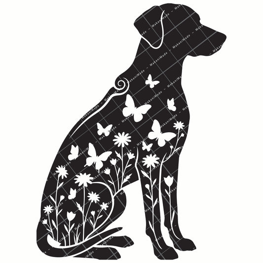 Floral Sit Rhodesian Ridgeback Decal
