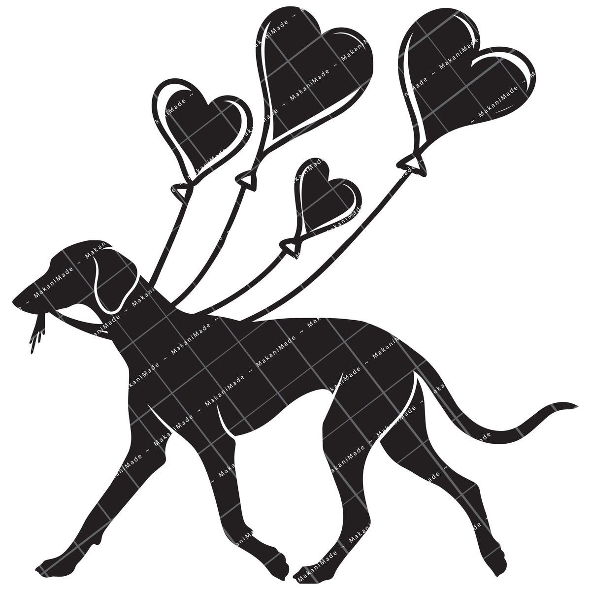 Heart Balloon Saluki (Smooth) Decal