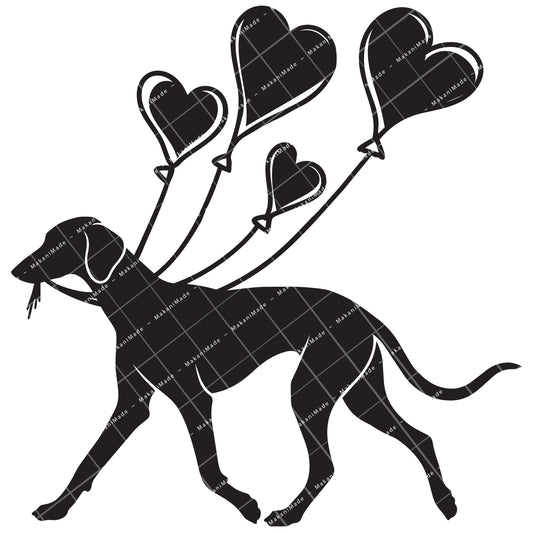 Heart Balloon Saluki (Smooth) Decal