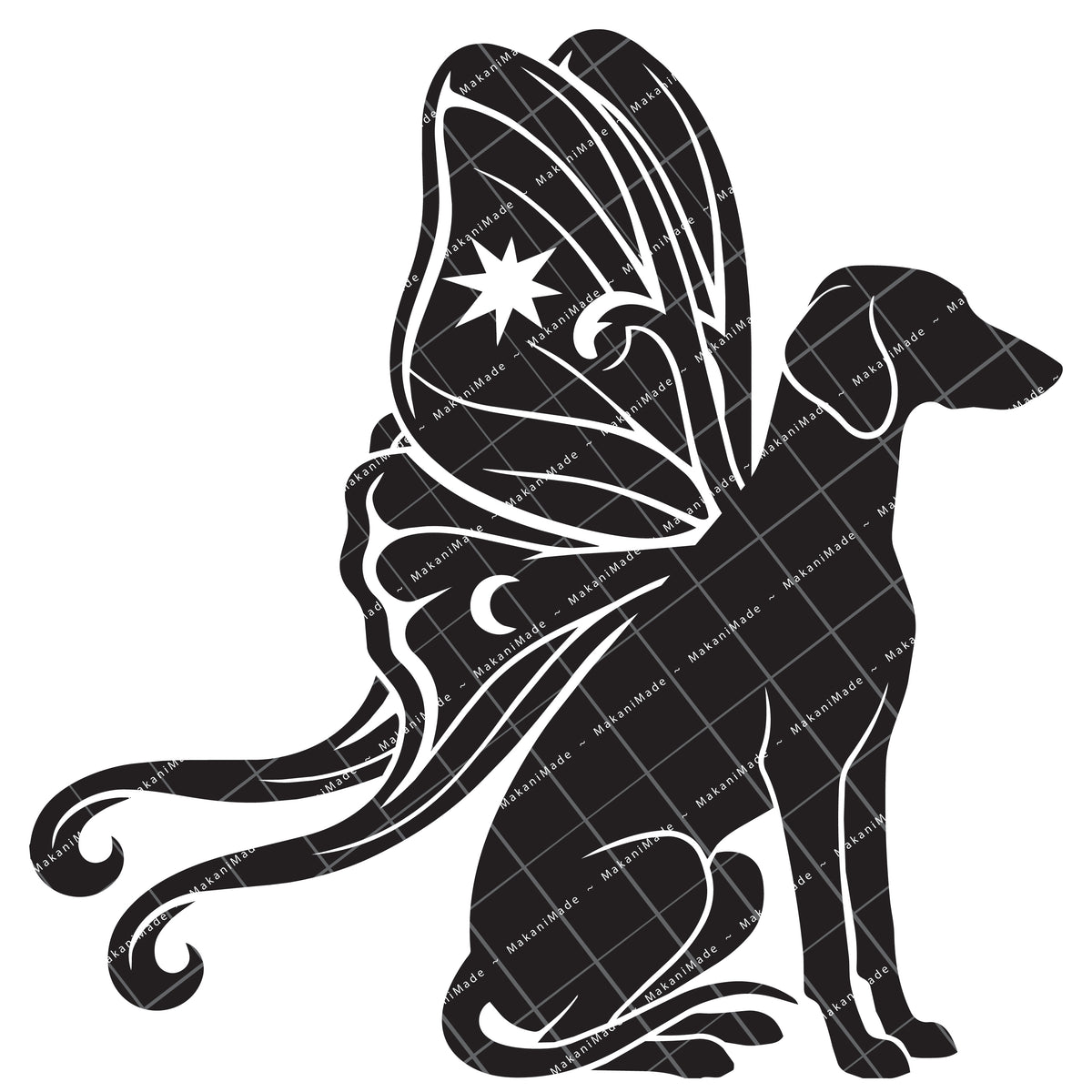 Moth Wing Saluki (Smooth) Decal
