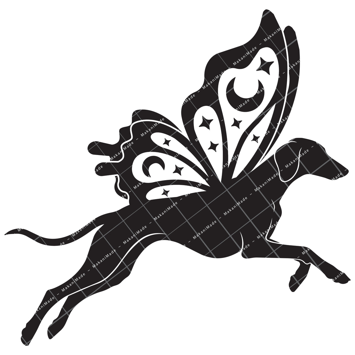 Leaping Butterfly Saluki (Smooth) Decal