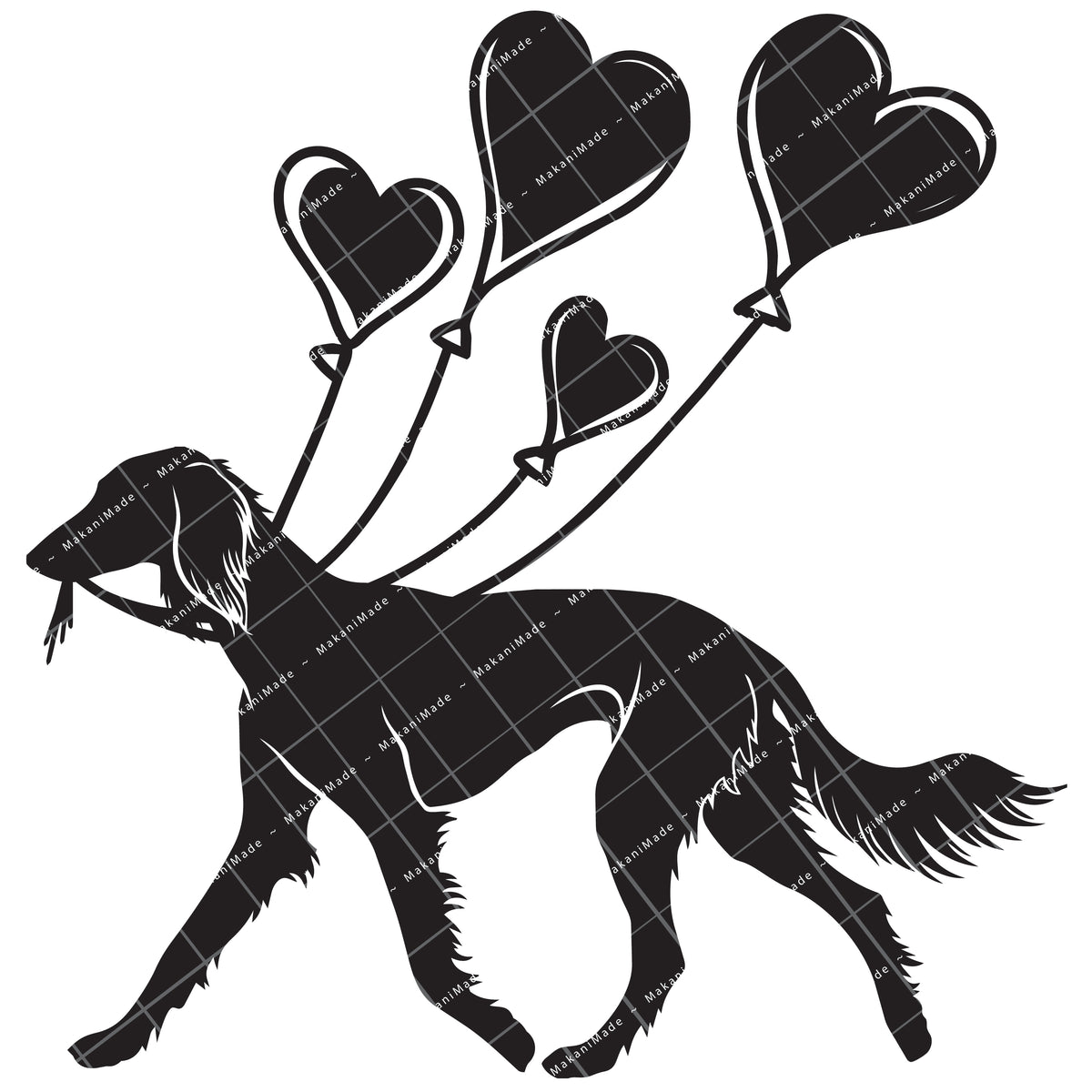 Heart Balloon Saluki (Feathered) Decal