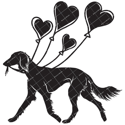 Heart Balloon Saluki (Feathered) Decal