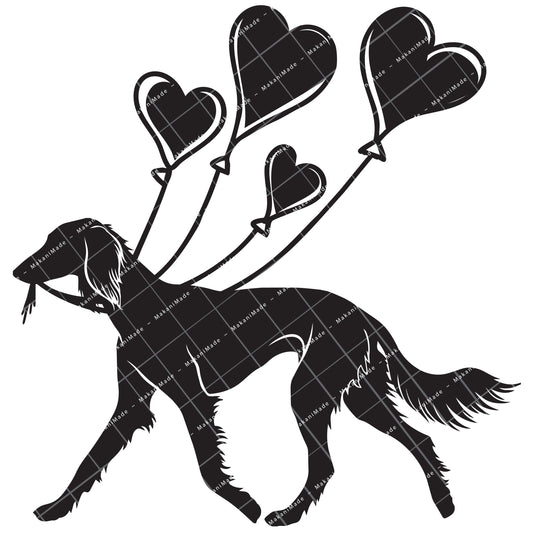 Heart Balloon Saluki (Feathered) Decal