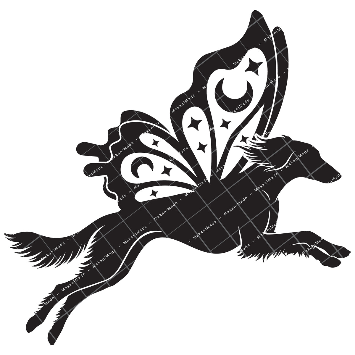 Leaping Butterfly Saluki (Feathered) Decal