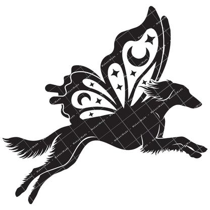 Leaping Butterfly Saluki (Feathered) Decal