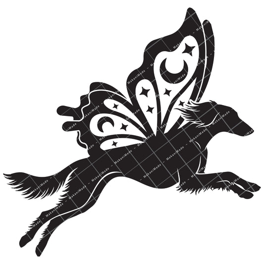 Leaping Butterfly Saluki (Feathered) Decal