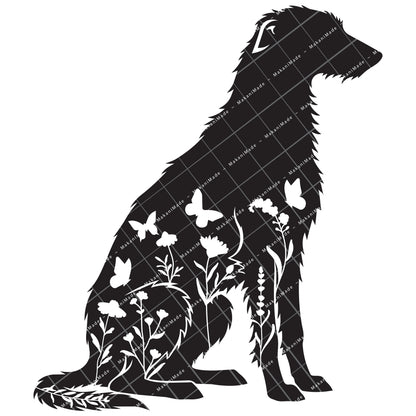 Floral Sit Scottish Deerhound Decal