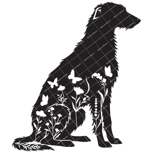Floral Sit Scottish Deerhound Decal