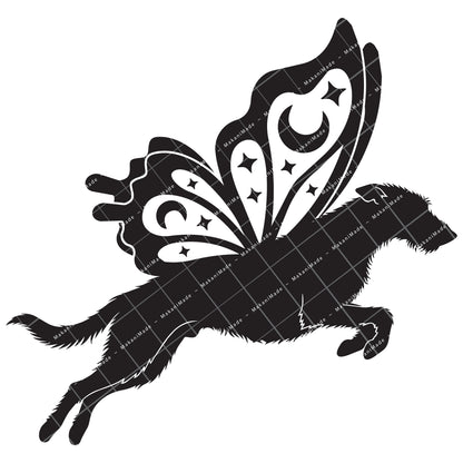 Leaping Butterfly Scottish Deerhound Decal