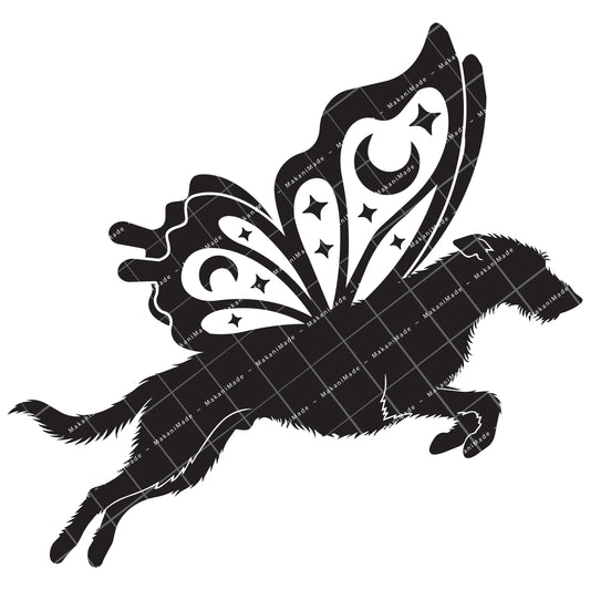 Leaping Butterfly Scottish Deerhound Decal
