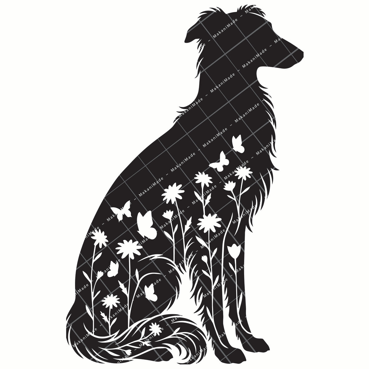Floral Sit Silken Windhound Decal