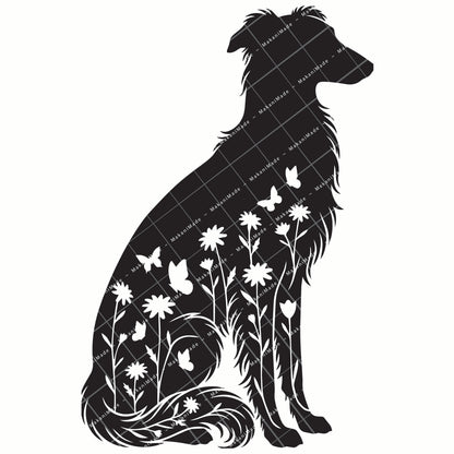 Floral Sit Silken Windhound Decal